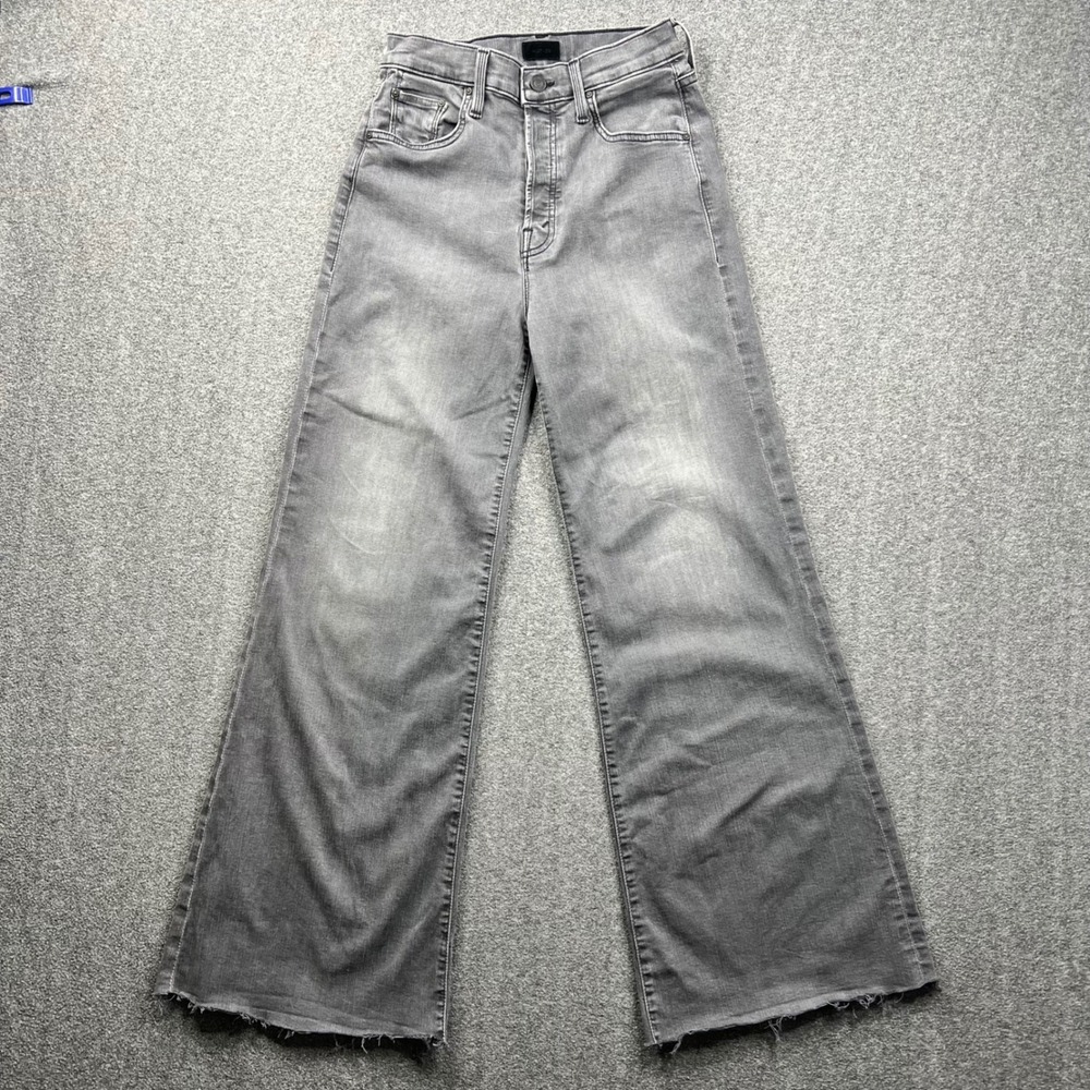 Mother The Tomcat Roller Fray Jeans Women 27 Grey Dancing Moonlight Wide Rocker